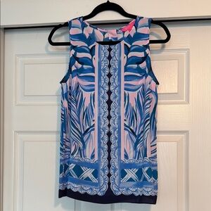 Lilly Pulitzer Blue Graphic Sleeveless Tank Top
